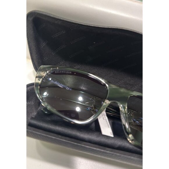 Balenciaga 60MM Rectangle Sunglasses zebra with blue lenses